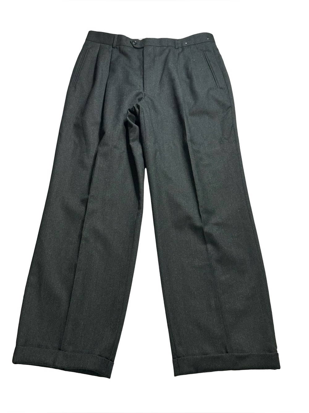 Louis Raphael Dress Pants Pleated Men Gray Slacks Sz 36x30 100% Pure Wool Preppy